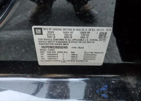 2014 Chevrolet Silverado C1500 Lt from USA, damaged, VIN 3GCPCREC2EG522435